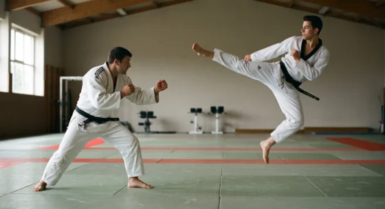 Comparativa entre una proyección de judo y una patada de taekwondo