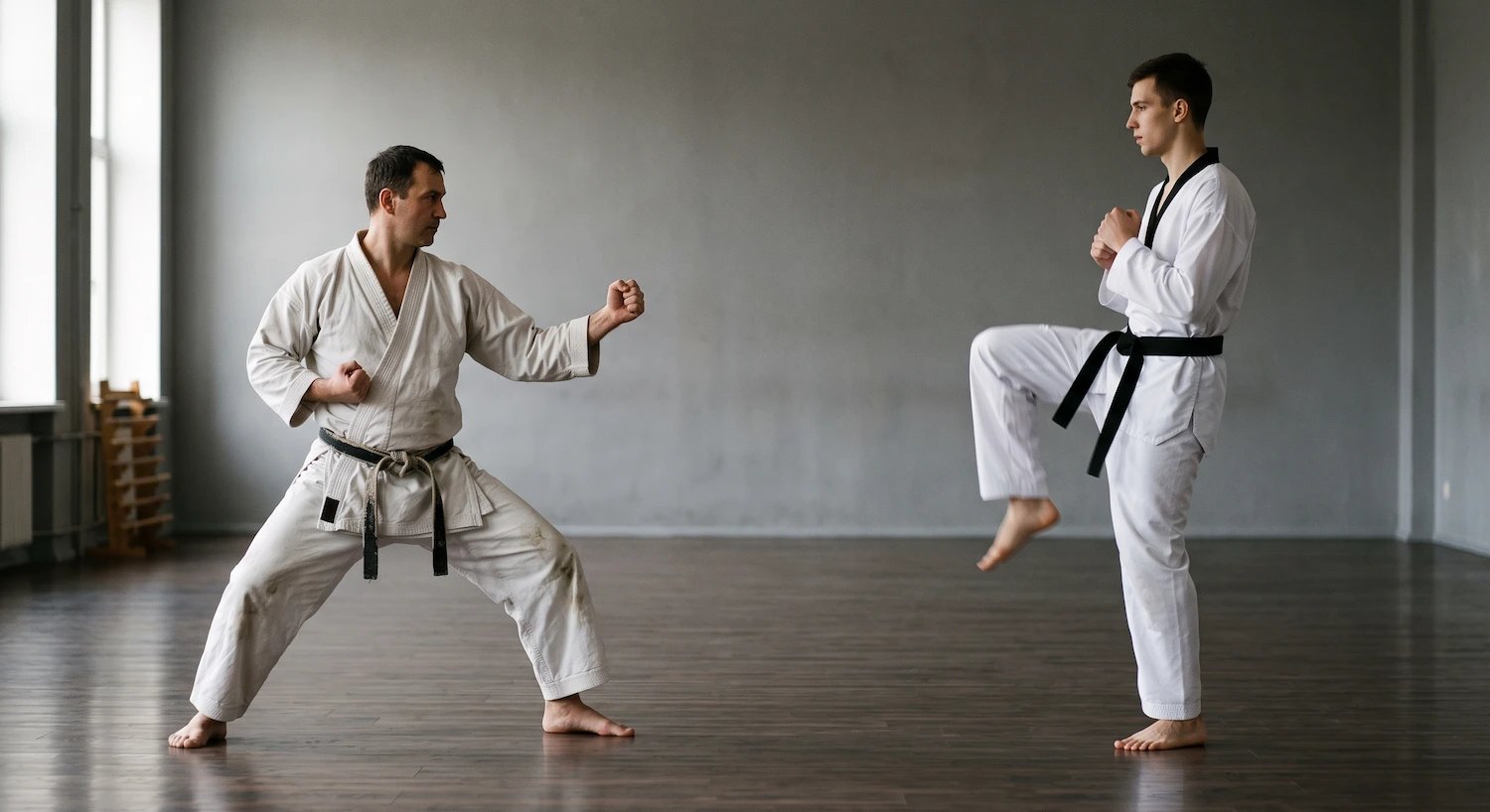 Comparativa entre un practicante de karate y uno de taekwondo
