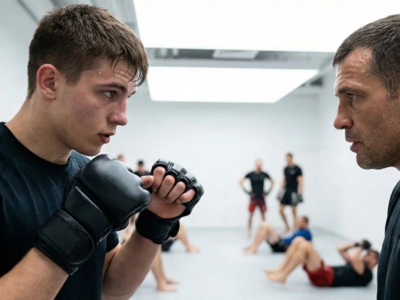 Entrenamiento de MMA con guantes
