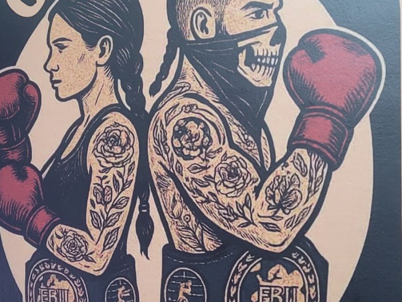 Mural de Golden Jab, gimnasio de boxeo en Deusto, Bilbao